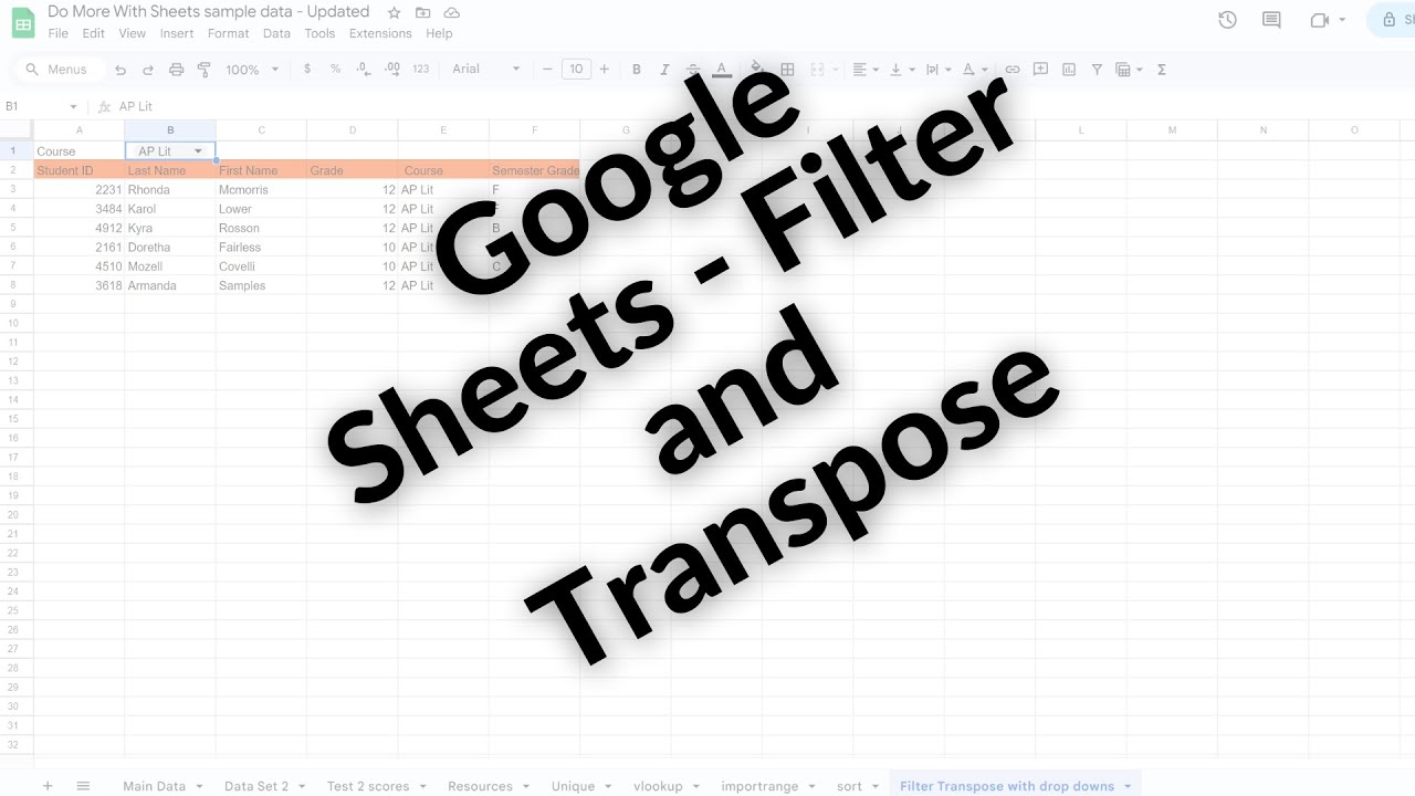 Google Sheets Filter and Transpose equations Part 2 YouTube