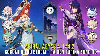 C0 Kokomi Nilou Bloom and C0 Raiden Furina Sunfire - Genshin Impact Abyss 4.1 - Floor 12 9 Stars