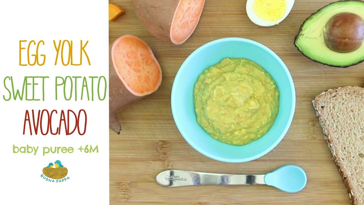 Egg Yolk, Avocado Sweet Potato Baby Puree +6M | BuonaPappa