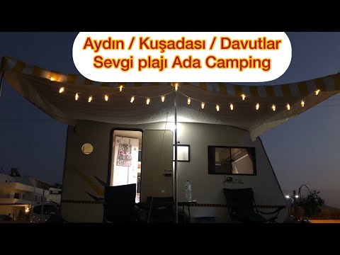Kuşadası Sevgi Plajı Ada Camping’de  Karavan ve Çadır ile Kamp Yapmak. #caravan#camping#erba#