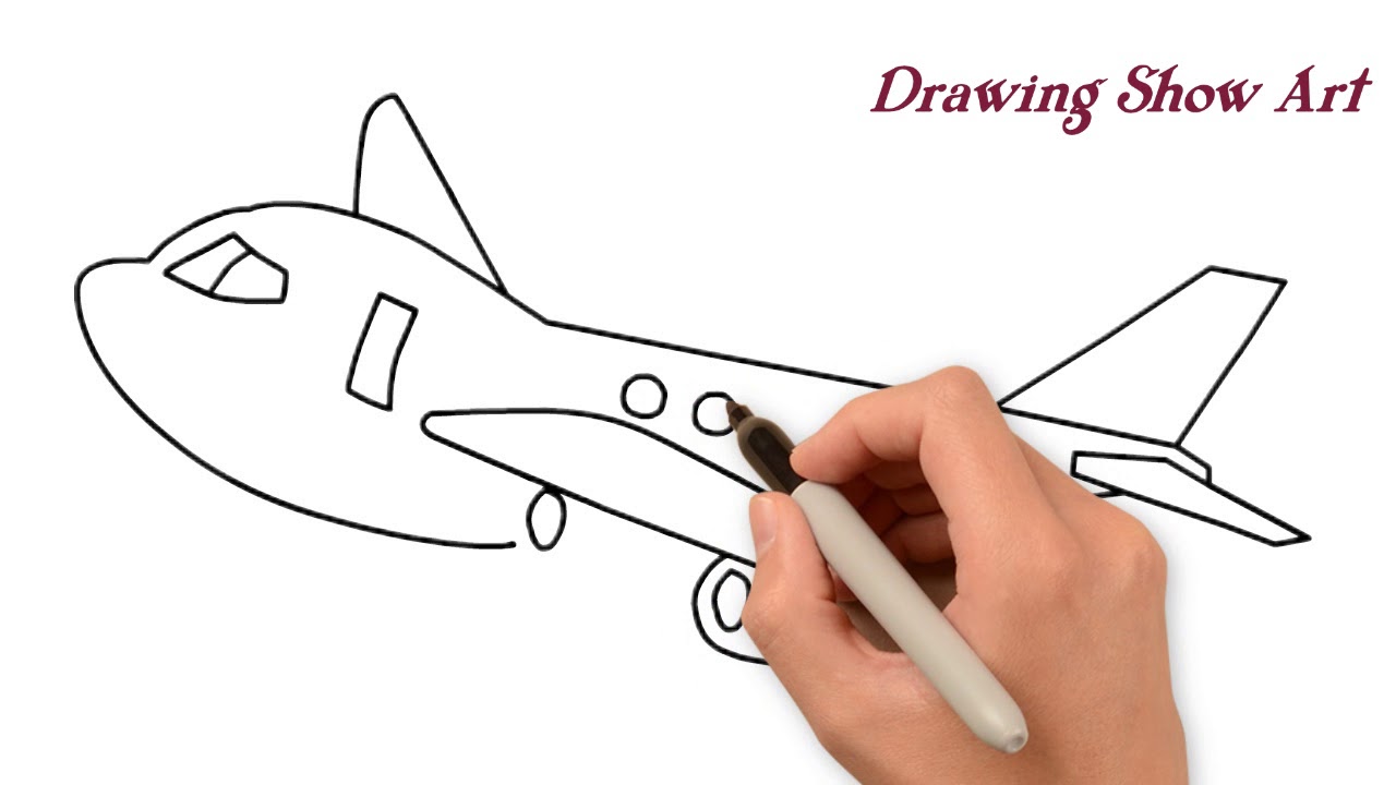 How to draw Airplane easy step by step - YouTube