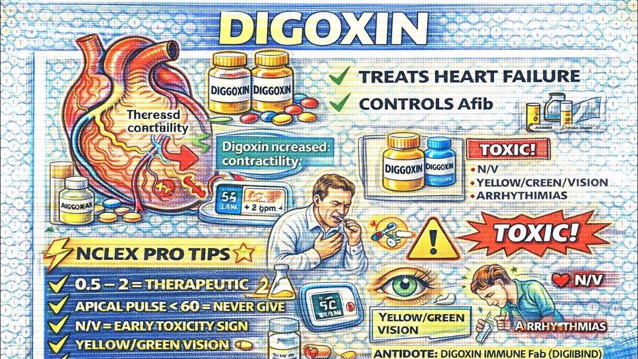 Digoxin Explained | Mechanism, Toxicity, Antidote | NCLEX Must-Know Cardiac Drug