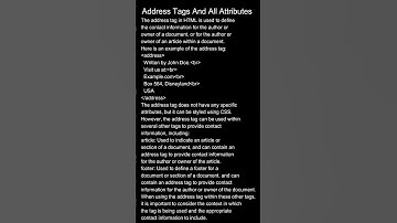 13 Address Tag And All Attributes #shorts  #codingtips #coding #programming #html