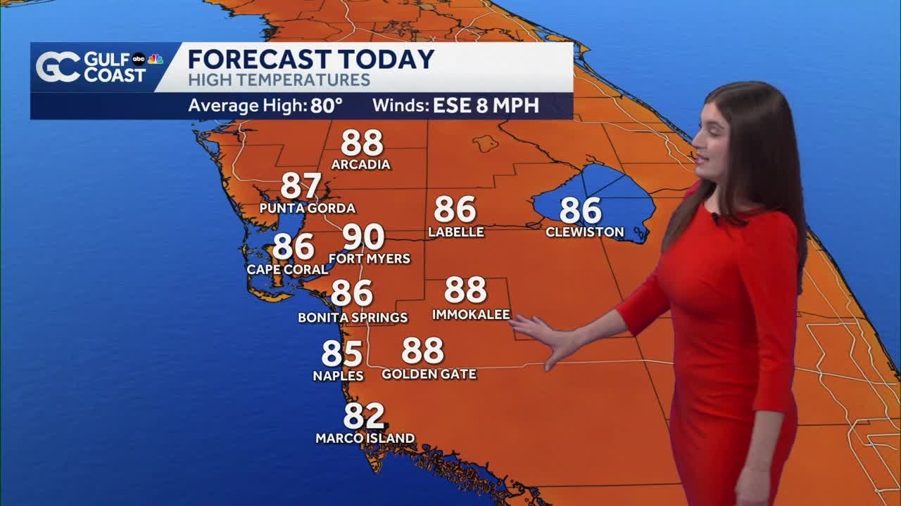 Near-record highs in Southwest Florida with coastal rain again Saturday