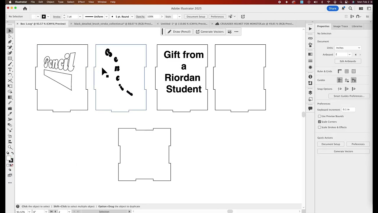 Etching on a Pencil Box