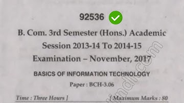 Bcom Hons 3rd Sem Information Technology Question Paper Mdu #MduQuestionPaper