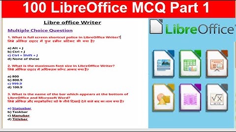 Top 100 LibreOffice Calc MCQ with answers | libreoffice mcq questions #sssci2022 #libreoffice