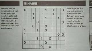 Easy Binary Sudoku puzzle in 5 minutes to solve (05-08-2019) part 1 of 3