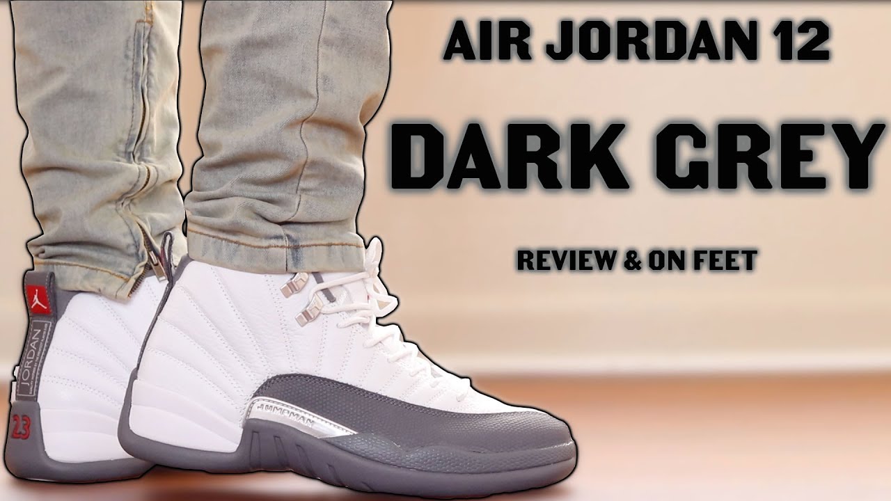 dark grey and white jordan 12