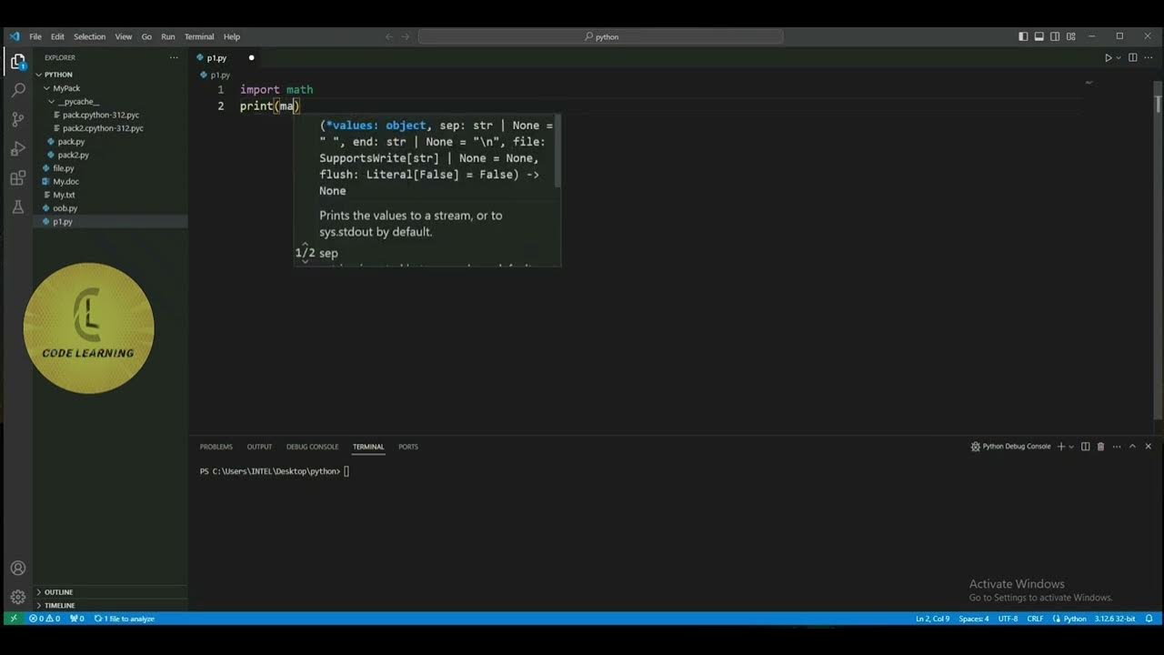 Python | importing math package 'atan2()' | CodeLearning - YouTube