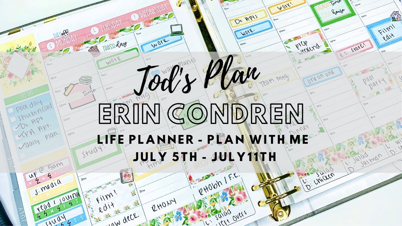 Plan With Me! Erin Condren Life Planner - July 5th - July 11th - YouTube