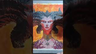 Diablo 4 - Lilith - acrylics over ink