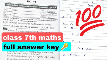 🥳full answer key 7th class real maths sa2 viral question paper 2024 leaked ll