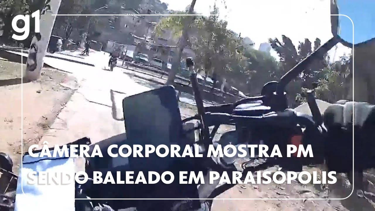 Exclusivo: câmera corporal mostra momento em que PM é baleado no pescoço em Paraisópolis, em SP #g1