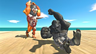 Mutant Primates vs Monster Itself on Wooden Island Arena - Animal Revolt Battle Simulator