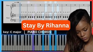 Rihanna - Stay ft. Mikky Ekko | Easy Piano Chords Tutorial with Lyrics | Free MIDI \& PDF Files