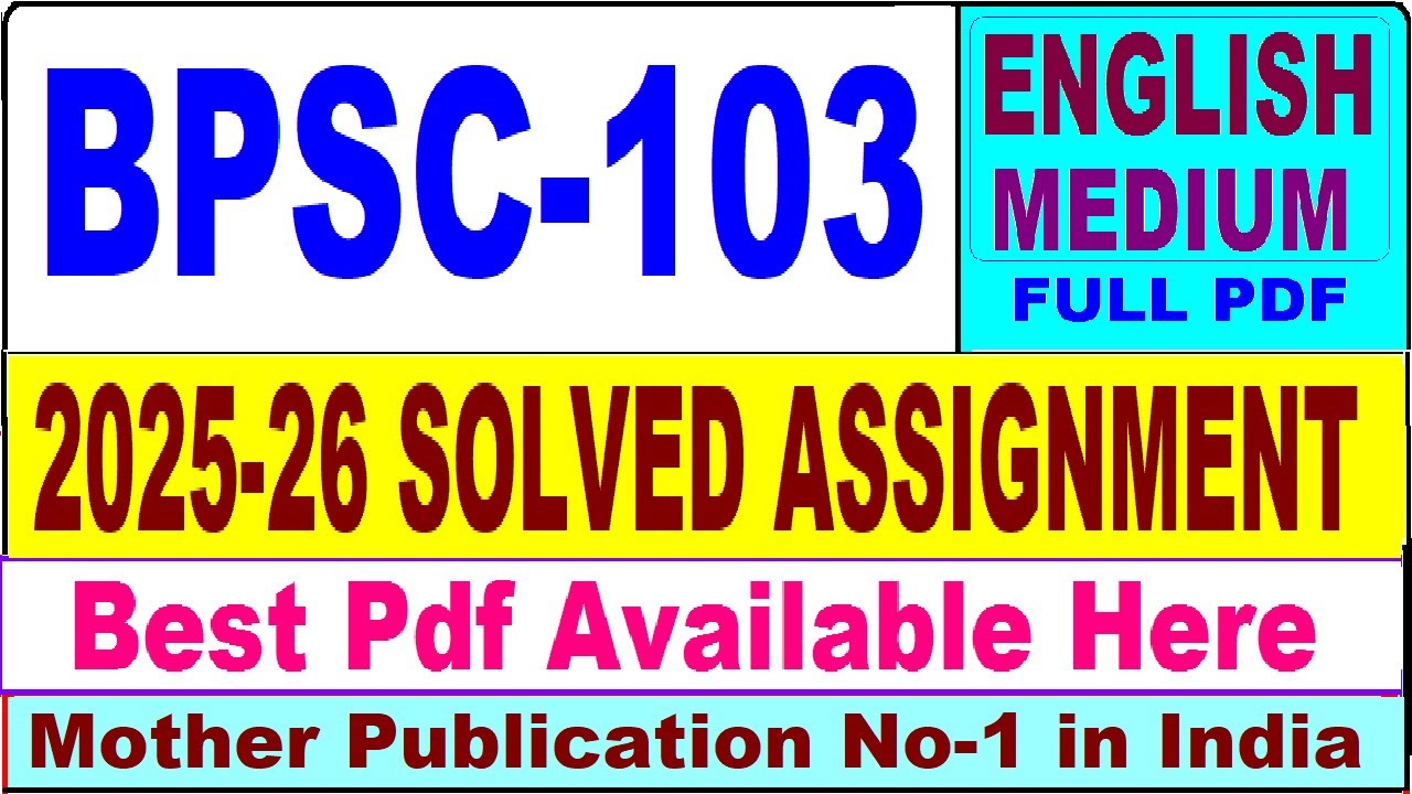 BPSC 103 solved assignment 2025-26 || bpsc 103 solved assignment 2026 in English || ignou bpsc103