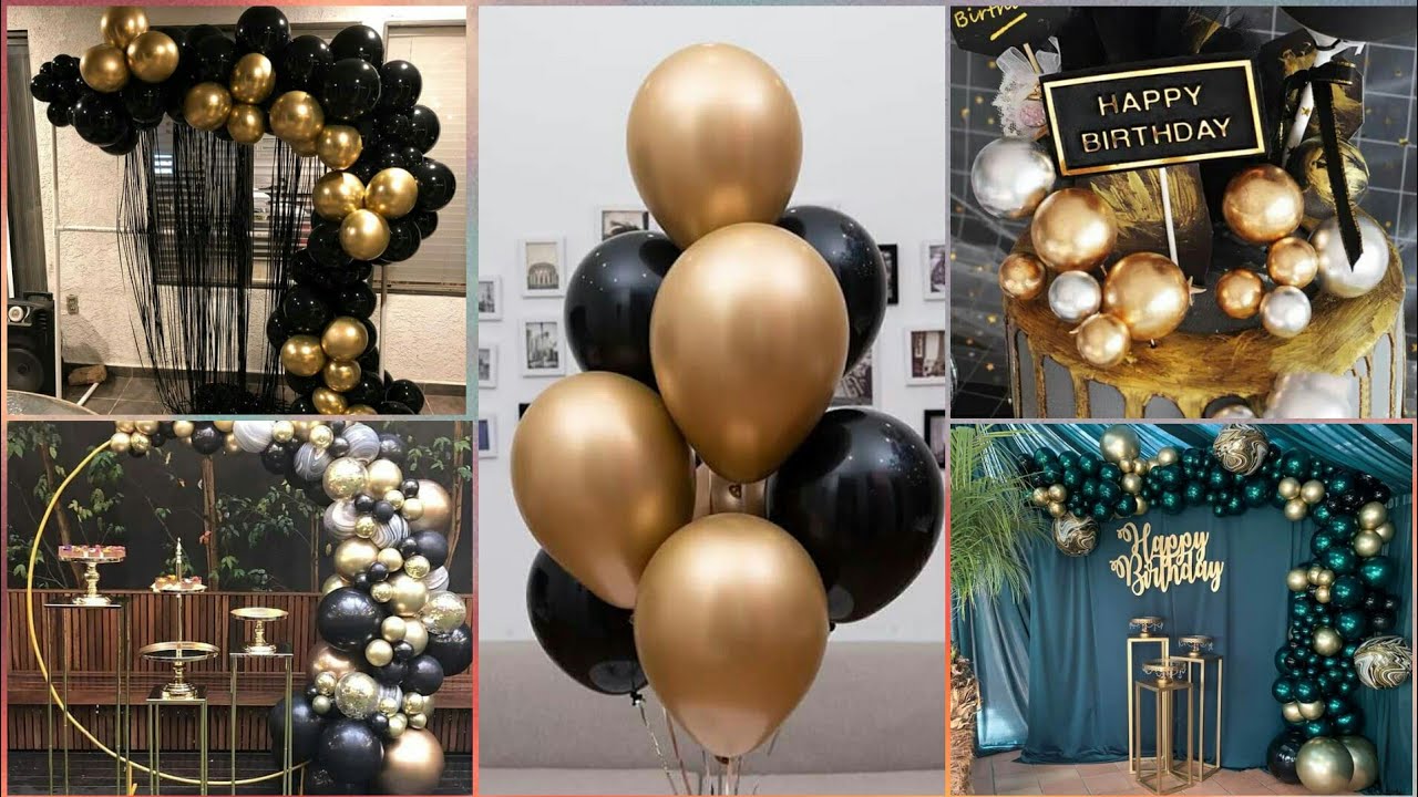 Classy black and gold birthday balloons garland, New ideas of decorating