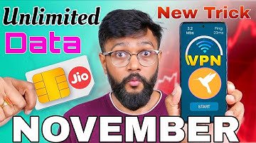Without Reacharge Unlimited Data !! November  new vpn Trick for jio? 