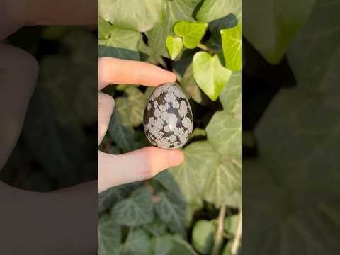 ОДНЕ! Сувенірний камінь інтер'єрне яйце Обсидіан Сніжний натуральний 39х29мм 43,8г, видео 1