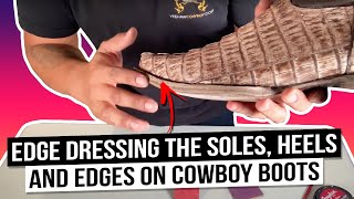 видео: Как подготовить и нанести окантовку на подошвы, каблуки и края ковбойских сапог картинка: Как подготовить и нанести окантовку на подошвы, каблуки и края ковбойских сапог