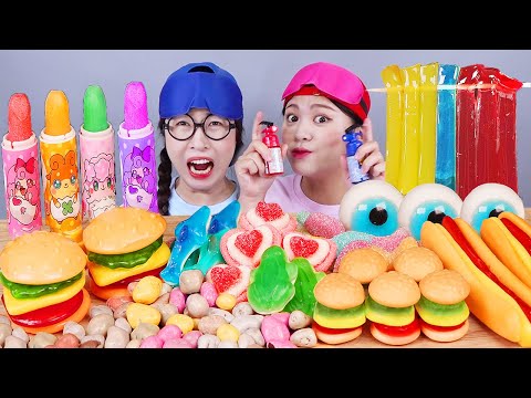 Радужный десерт, конфеты, желе, гонка Мукбанг ДОНА DONA