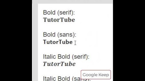Google Keep Bold Text