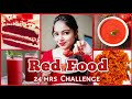 I ate only red food for 24 hours challenge   stay with ishani 