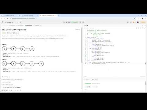 Leetcode 817. Linked List Components|| LinkedList || UnionFind