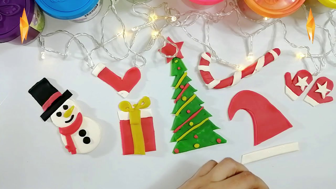 How to Make a Cute Play Doh Christmas Tree for Kids Christmas Decorations Clay Art YouTube