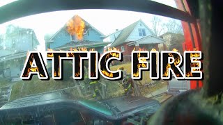 ATTIC FIRE with roof cut | Helmet Cam Video