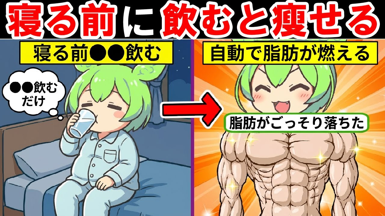 夜寝る前に飲むと痩せる飲み物3選！飲むだけで体脂肪率を減らす方法【ずんだもん｜ダイエット｜体重減らない】食べ過ぎ・食欲を抑える効果