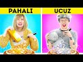 PAHALI VE UCUZ YEMEK MEYDAN OKUMASI || 24 SAAT Boyunca Tek Renkte Yemek Yapma 123 GO! FOOD