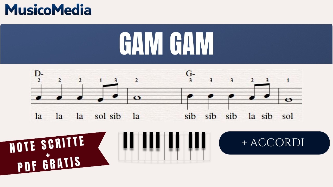 GAM GAM - Spartito facile per flauto dolce - Violino + accordi - YouTube