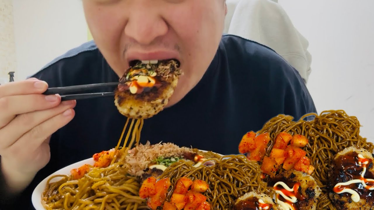 牛肉コロッケと焼きそば｜モッパン｜ASMR 咀嚼音｜MUKBANG