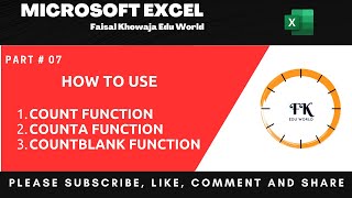 How to use Count, CountA and CountBlank Function in Excel