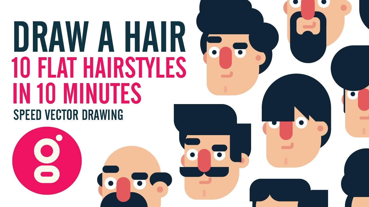 How To Draw A Hair 10 Flat Design Hairstyles In 10 Minutes Speed Drawing In Adobe Illustrator