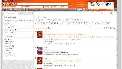 SpringerLink - Navigation, généralités