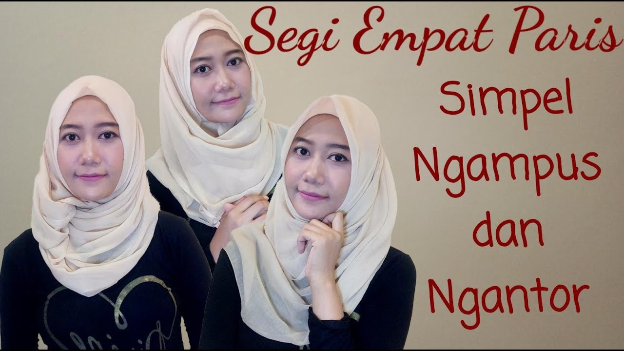 6 Tutorial Hijab Cara Pakai Jilbab Segi Empat Paris Yang Simpel