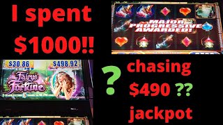 Fairy’s Fortune slot Jackpot win WMS Gaming Major progressive jackpots playing max bet casino slots