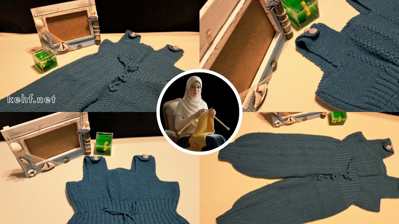 Bağcıklı Örgü Çocuk Tulumu | Askılı Bebek Tulum Modeli