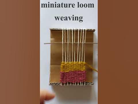 Mini cardboard loom weaving, DIY, miniature loom wall hanging, #shorts 