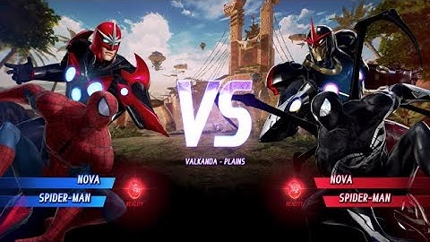 NOVA and Spider-man vs NOVA and  Spider-man (Black Iron Spider) - MARVEL VS. CAPCOM: INFINITE