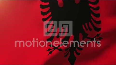 Albania Flag Waving In The Wind. Looping Sun Rises Style. Animation Loop Stock Animation