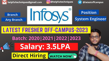 Infosys FRESHER Off-Campus Drive 2023 | MASS HIRING | System Engineer | Detailed Video.
