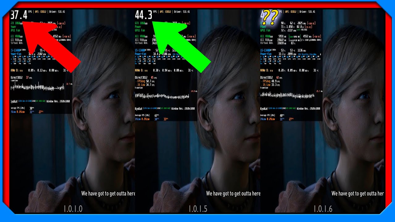 PC The Last of Us Part 1 Ver. 1.0.1.6 vs 1.0.1.5 vs 1.0.1.0 Build  Comparison Update Patch 