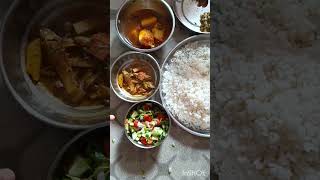 Egg curry, baigana bharta, dry fish curry,salad ||let&#39;s begin with lisa #food #cooking