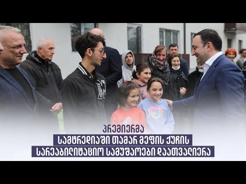 პრემიერმა სამტრედიაში თამარ მეფის ქუჩის სარეაბილიტაციო სამუშაოები დაათვალიერა