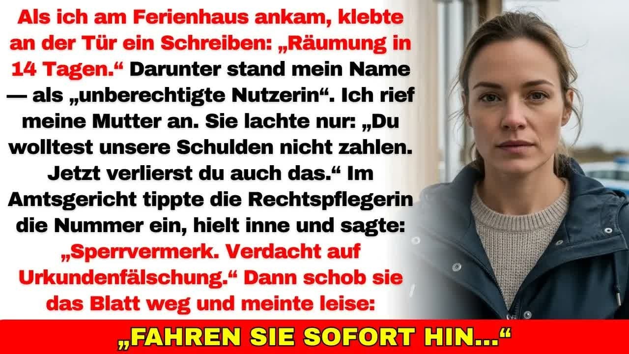 An meinem Ferienhaus klebte plötzlich die Räumungsankündigung—meine Eltern hatten Papiere gefäls
