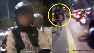 Ditegur saat di Trotoar, Wanita Pengendara Motor Pukul Pejalan Kaki Pakai Helm